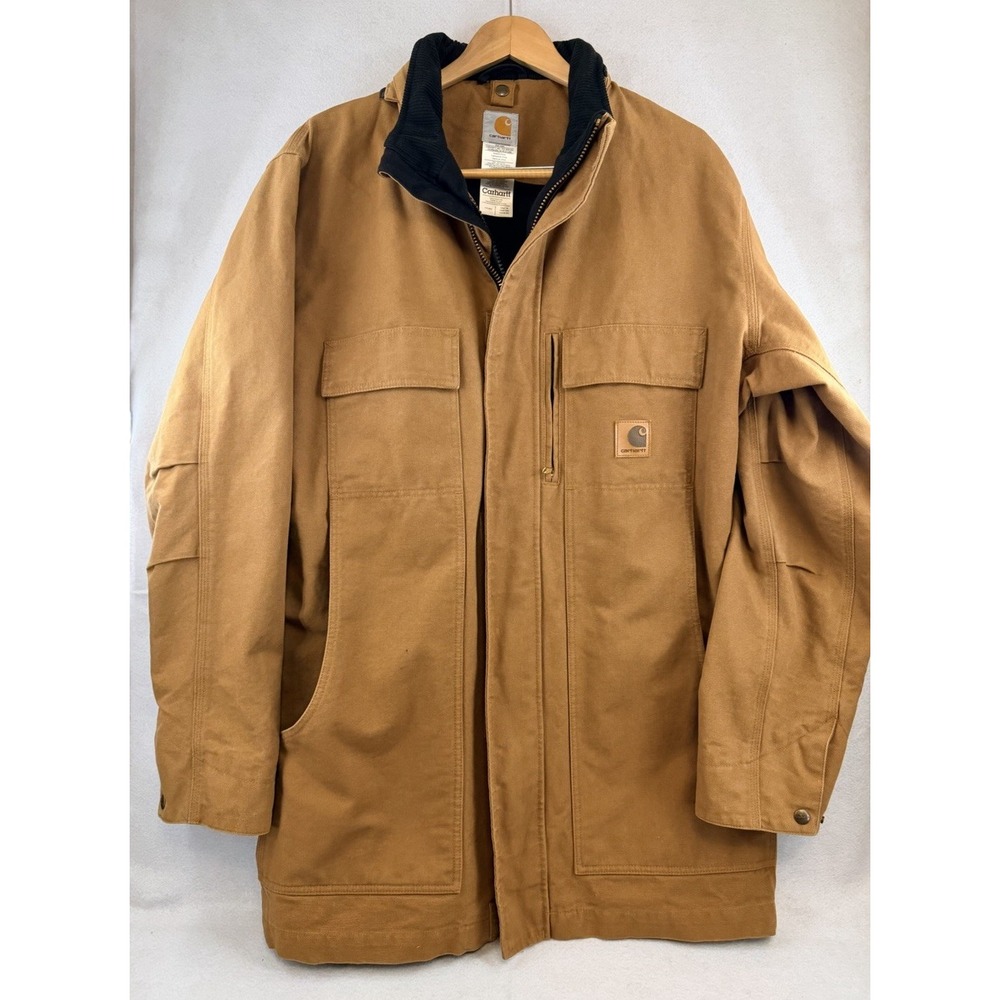 Mens Carhartt C75 BRN Tan Duck Canvas Heavy Jacket Coat Size LT, No Hood, NWOT - Picture 2 of 6